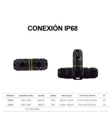 CONEXIÓN IP68 3 POLOS